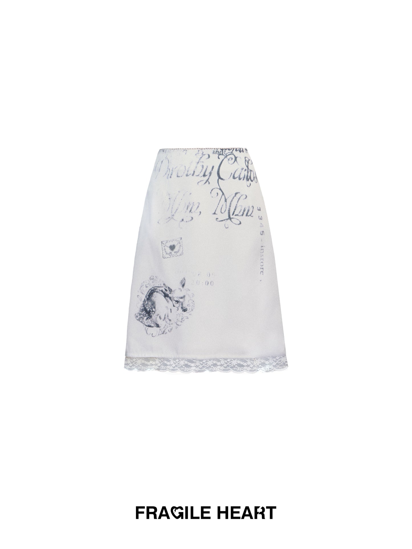 Classic Monochrome Print Skirt With Lace Trim