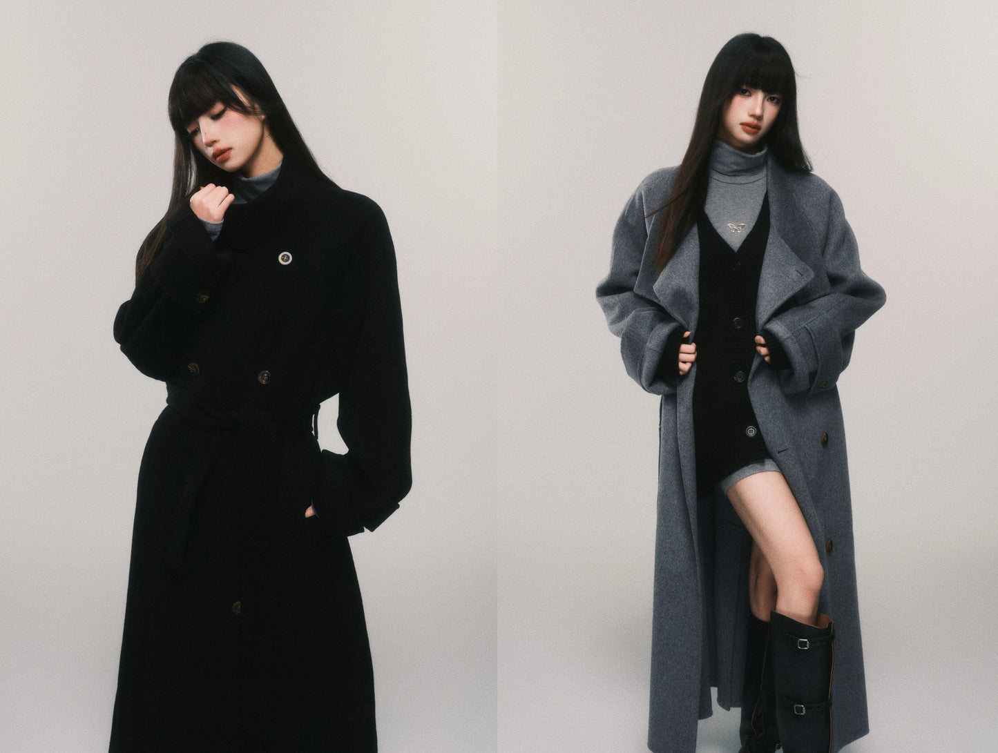 Australian Wool Stand Collar Double-Breasted Coat