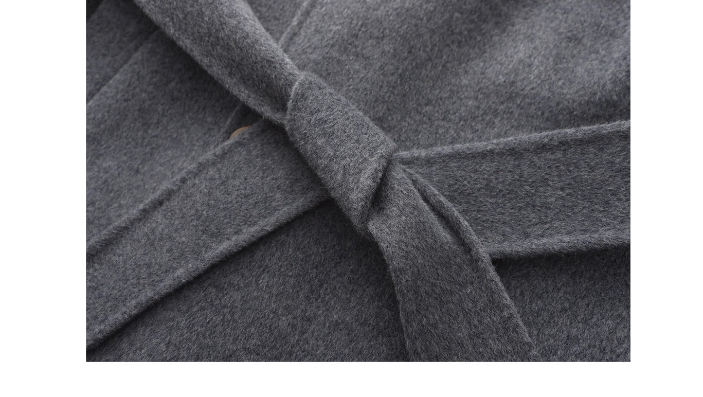 Australian Wool Stand Collar Double-Breasted Coat