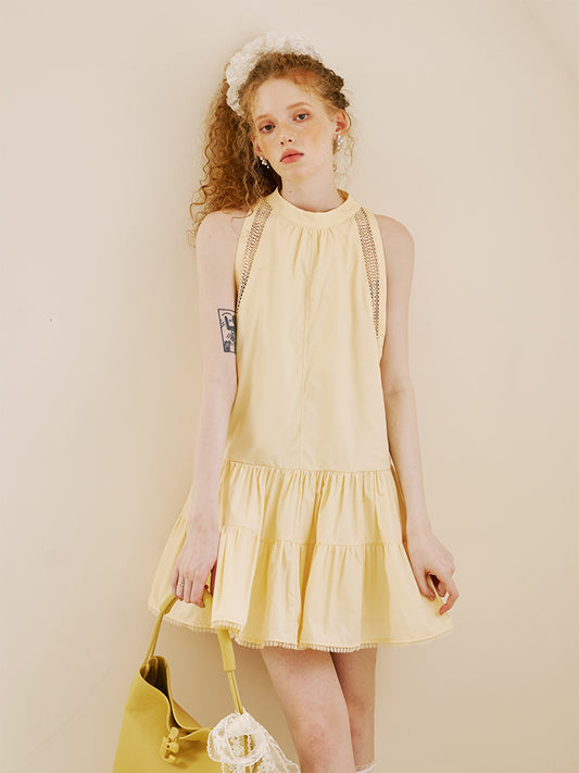 Breezy Cotton-Blend Tiered Sleeveless Dress