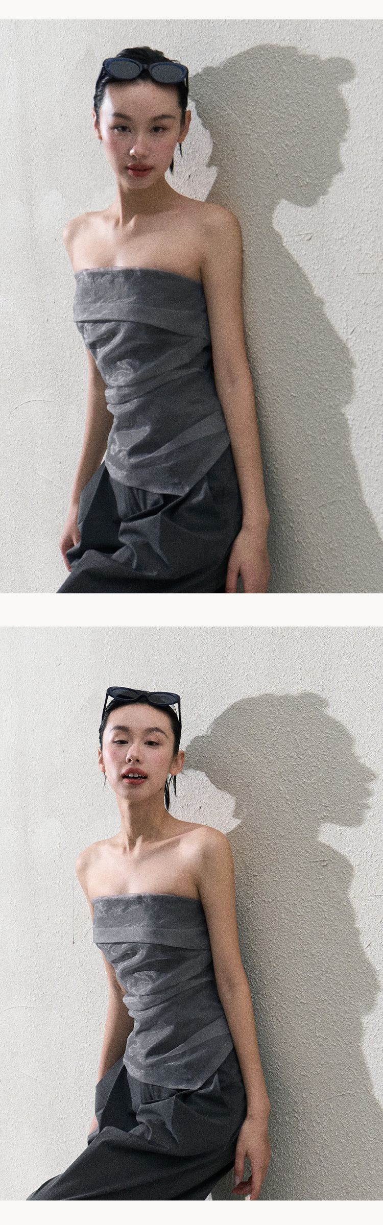 Organza Tube Top And Laced Waist Wide-Leg Pants
