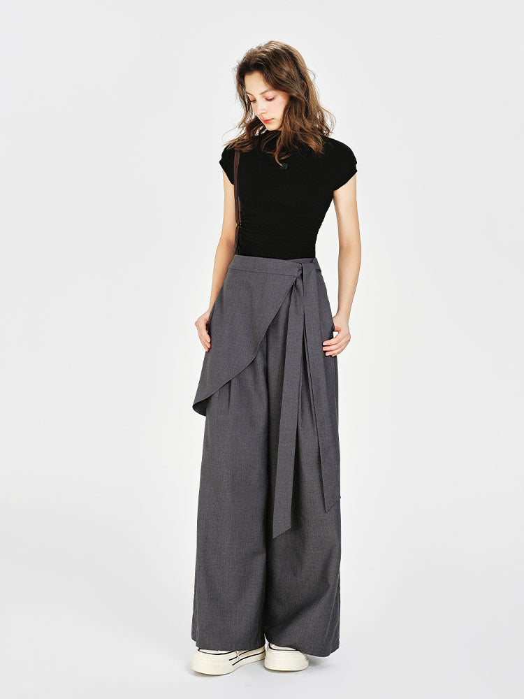 Embroidered Mock Neck Cap-Sleeve T-Shirt