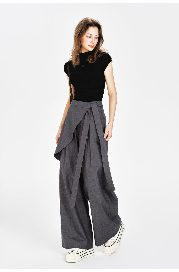 Embroidered Mock Neck Cap-Sleeve T-Shirt