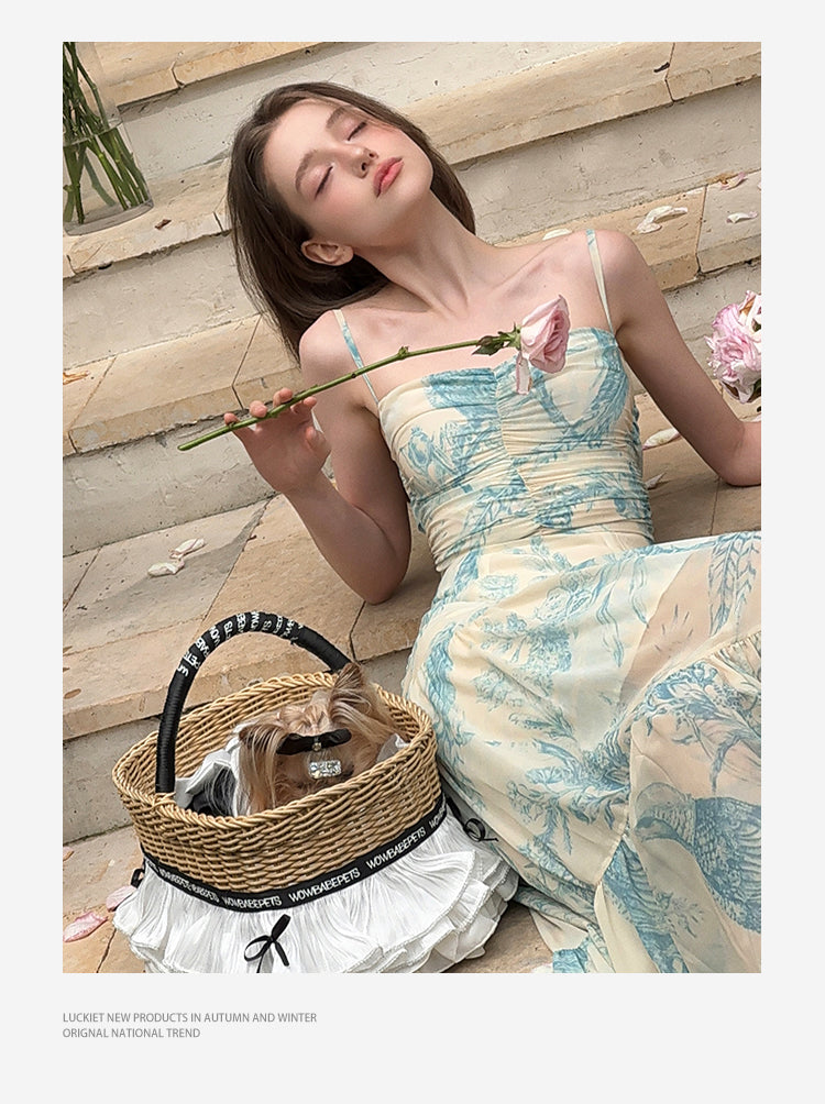 Floral Ruched Maxi Dress With Back Tie