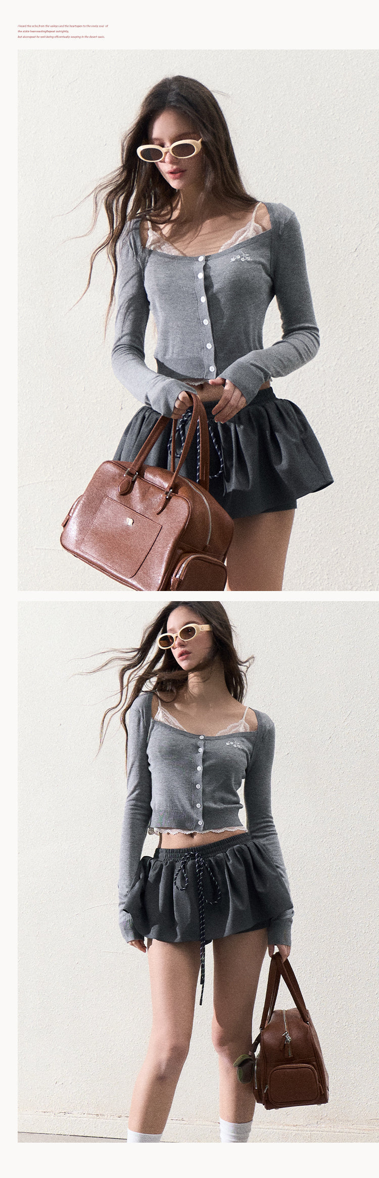 Slim Knit Cropped Cardigan With Wide Neckline