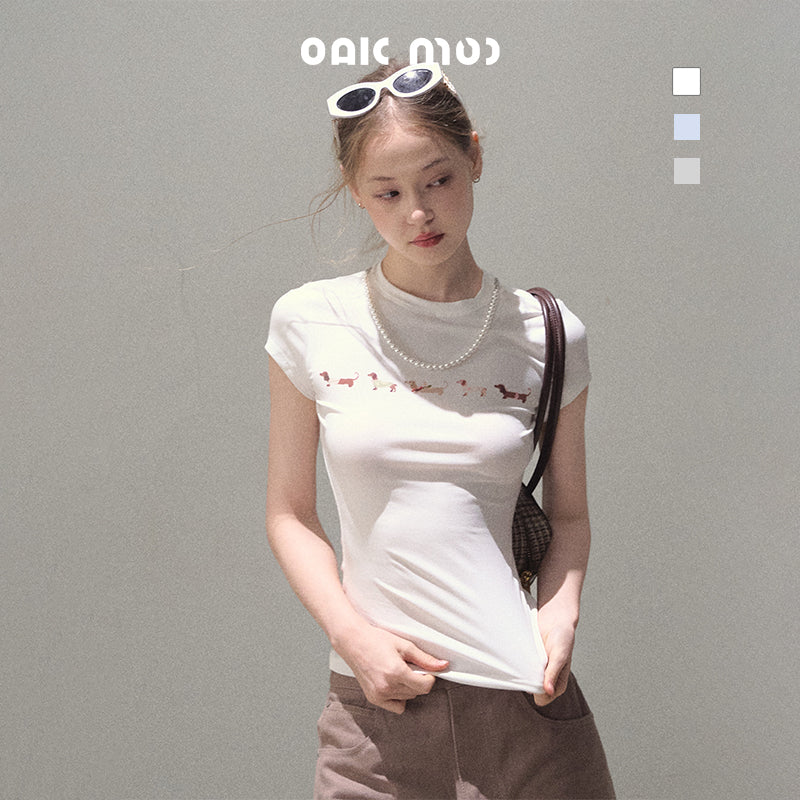 Slim Fit Puppy Print T-Shirt