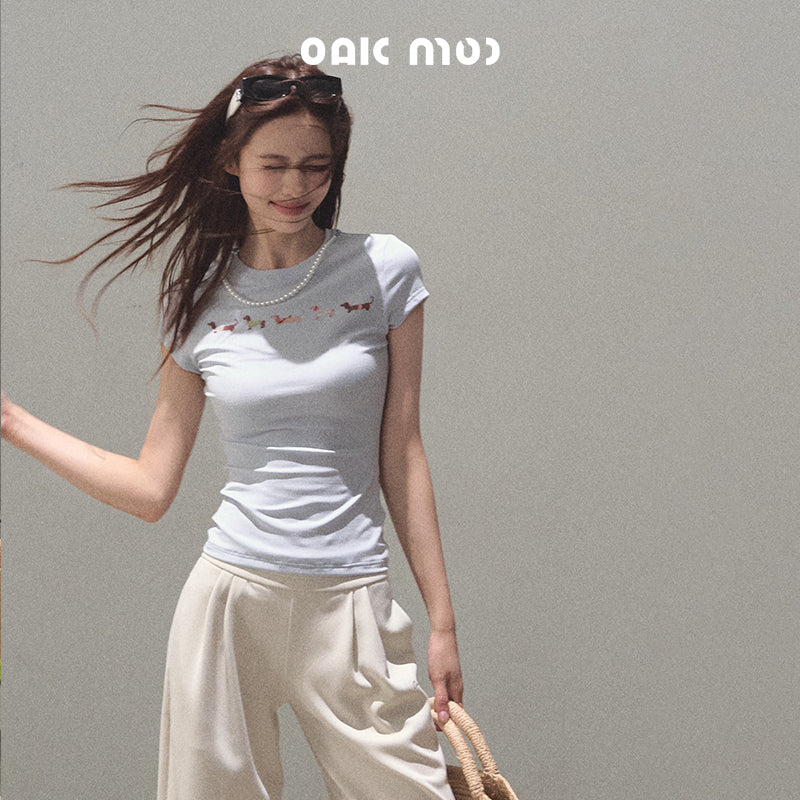 Slim Fit Puppy Print T-Shirt