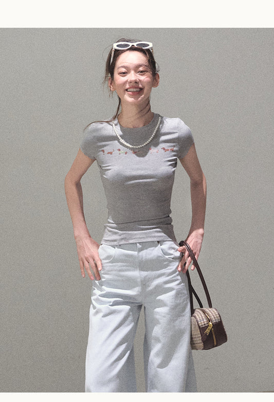 Slim Fit Puppy Print T-Shirt