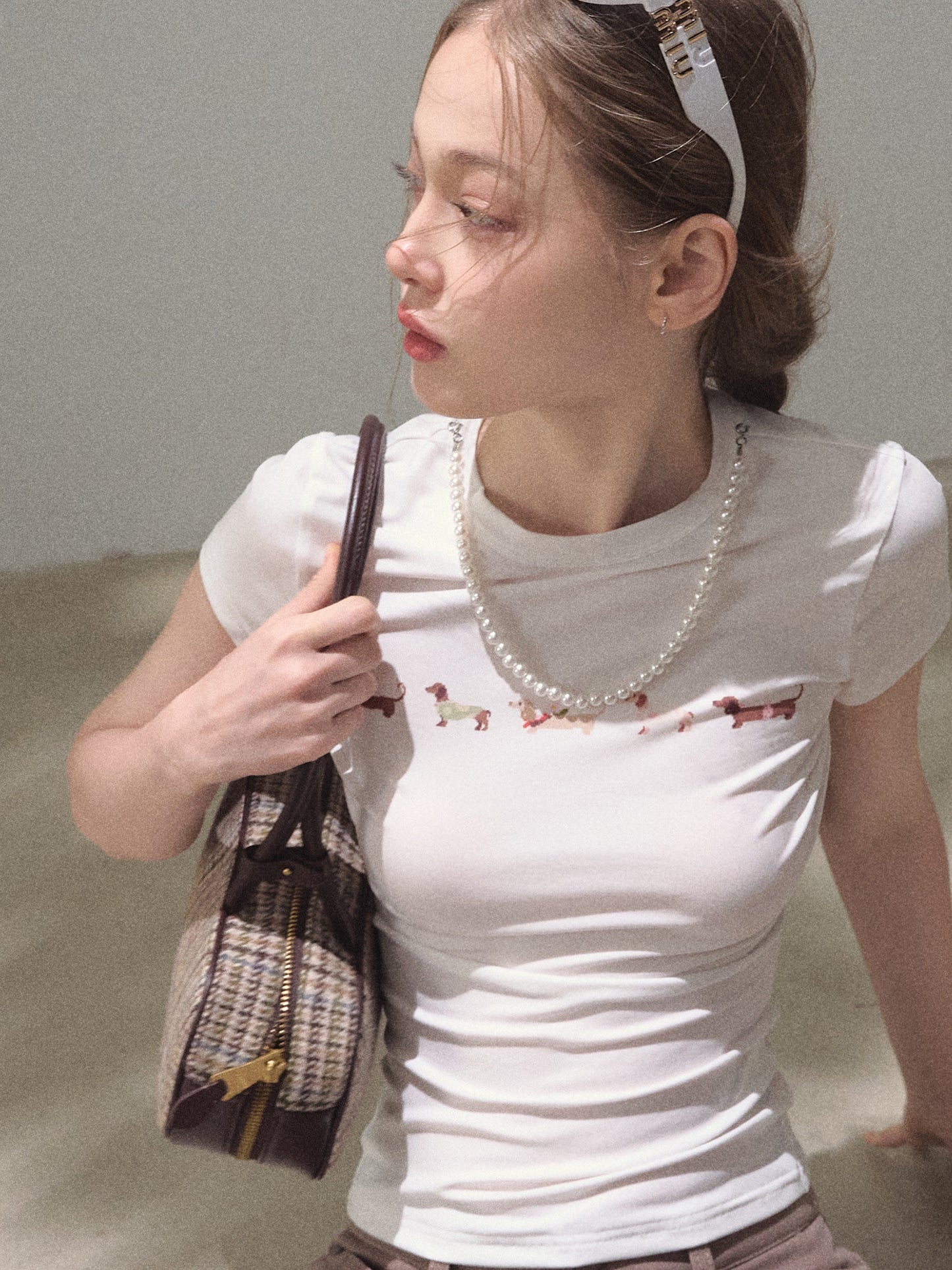 Slim Fit Puppy Print T-Shirt