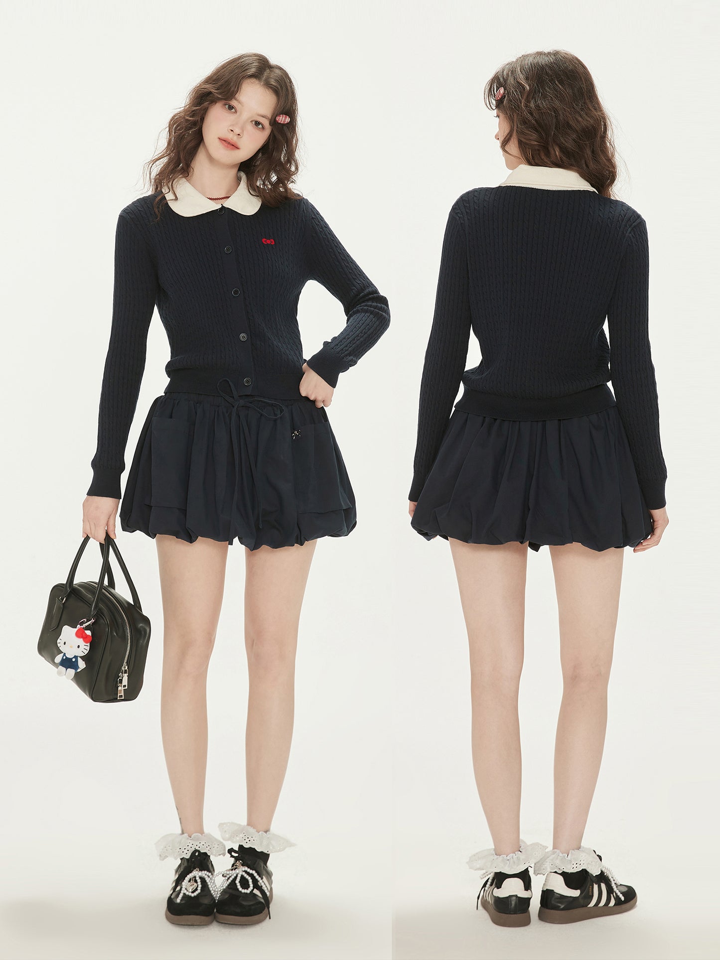Bubble Skirt With Large Pockets & Metal Charm