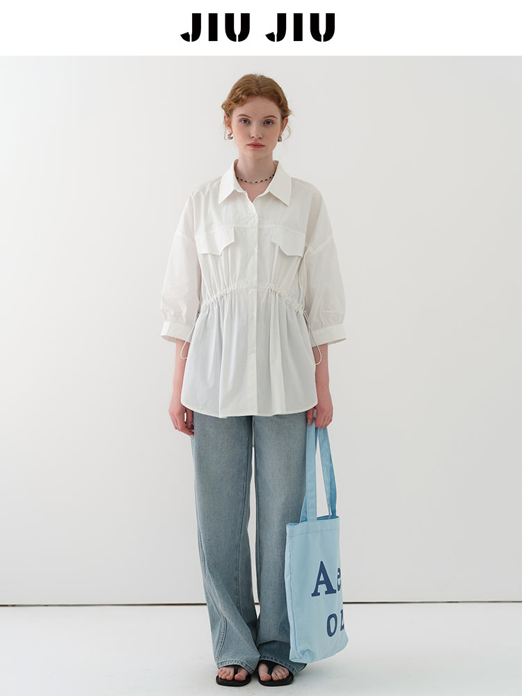Washed High-Rise Relaxed Straight Jeans