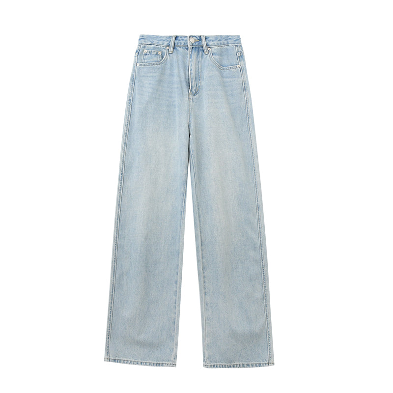 Washed High-Rise Relaxed Straight Jeans