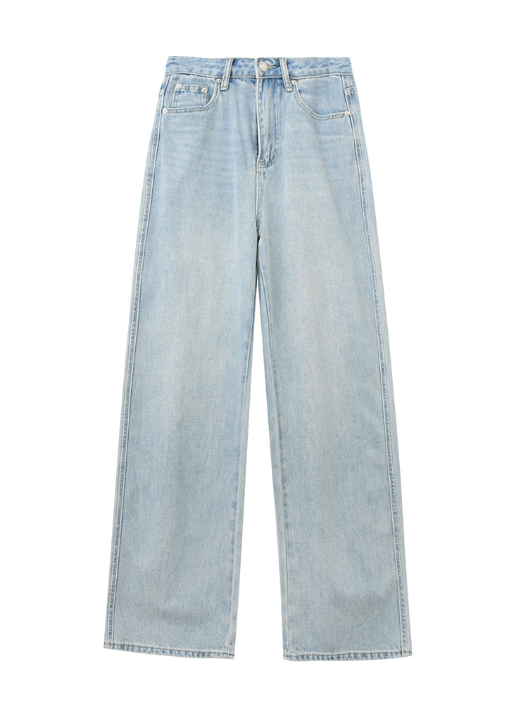 Washed High-Rise Relaxed Straight Jeans