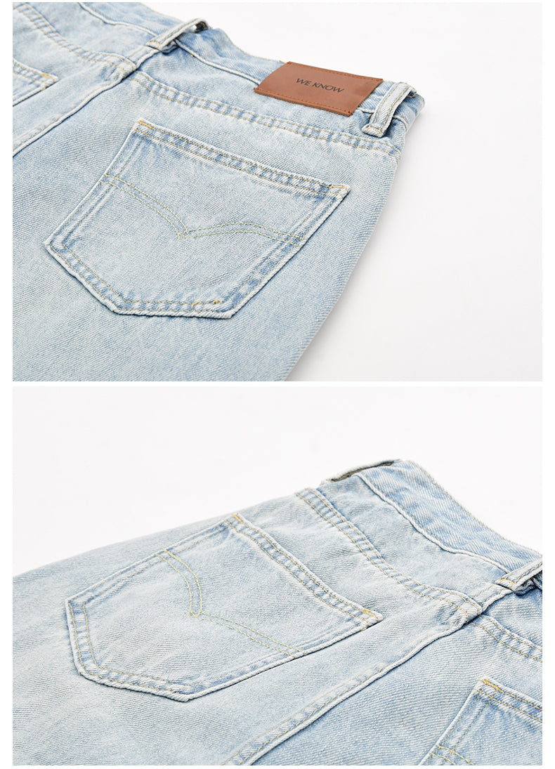 Washed High-Rise Relaxed Straight Jeans
