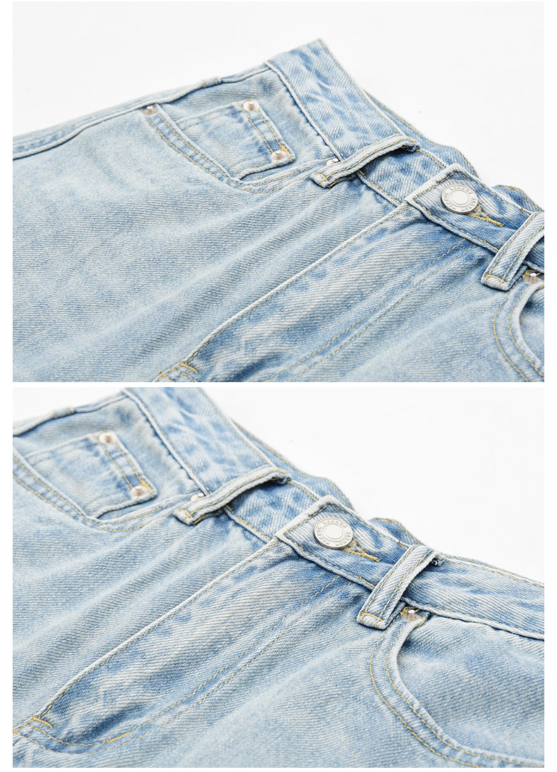 Washed High-Rise Relaxed Straight Jeans