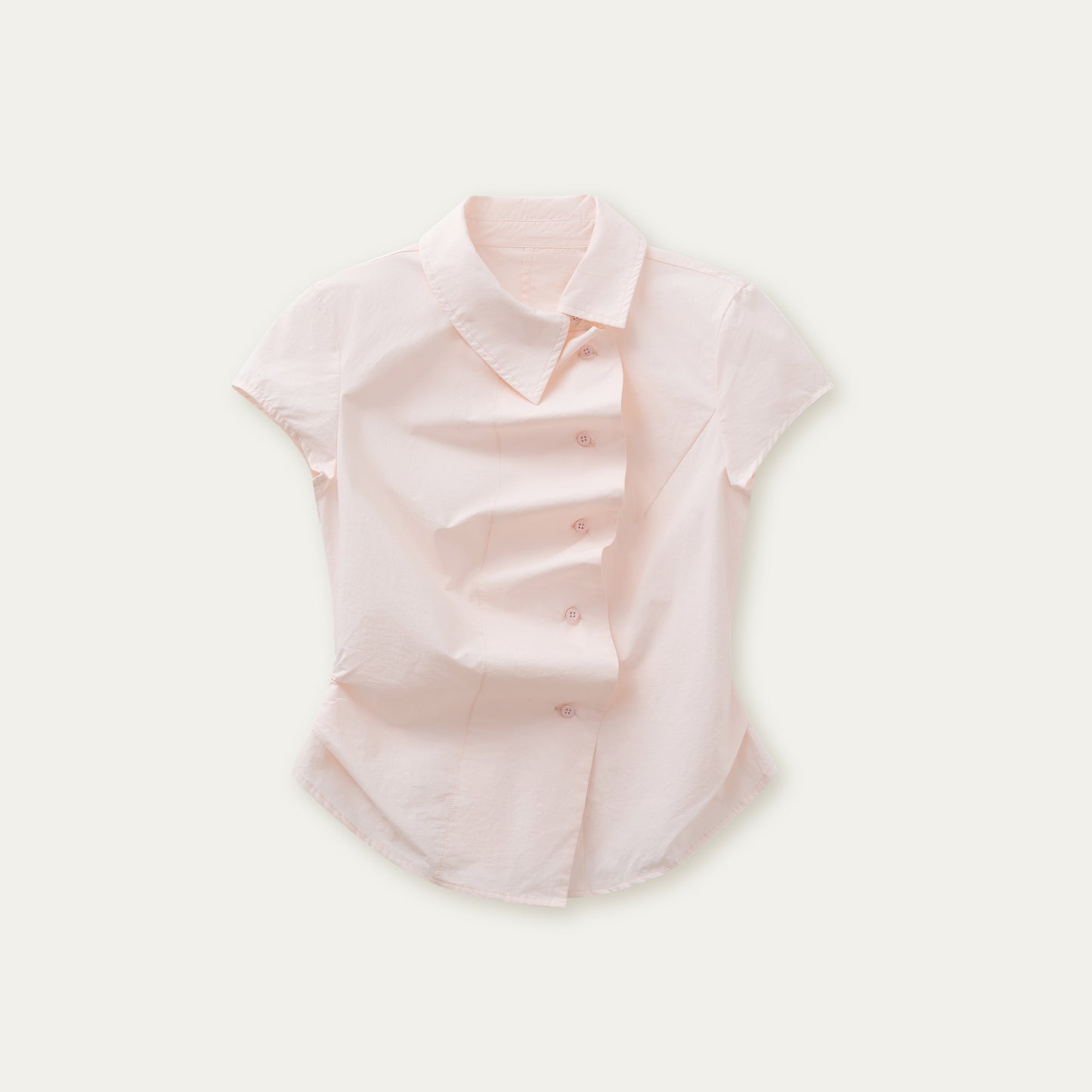 Asymmetric Blouse With Ruched Wavy Placket