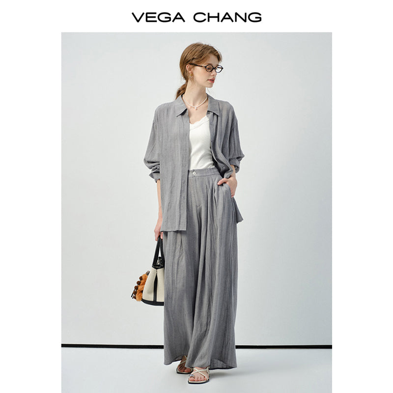 Linen Blend Minimal Draped Shirt & Pants