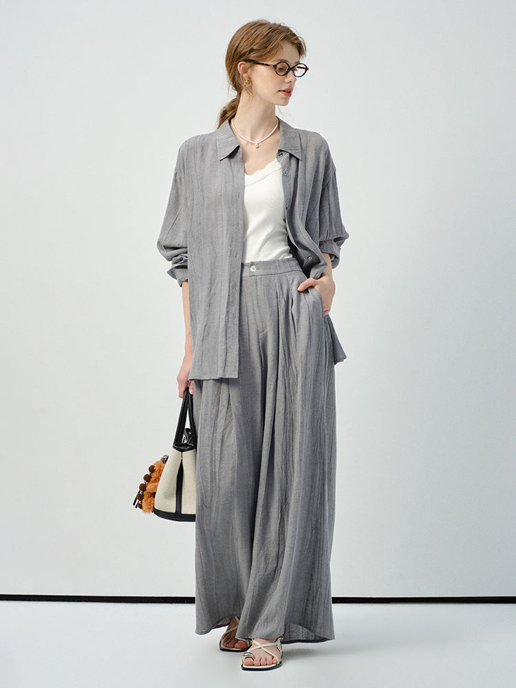 Linen Blend Minimal Draped Shirt & Pants