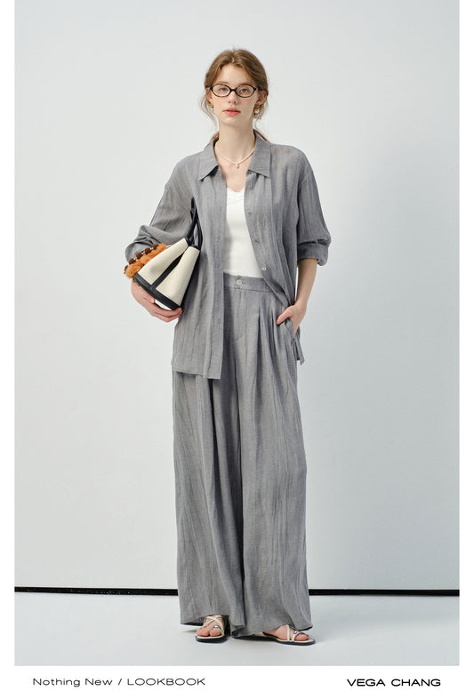 Linen Blend Minimal Draped Shirt & Pants