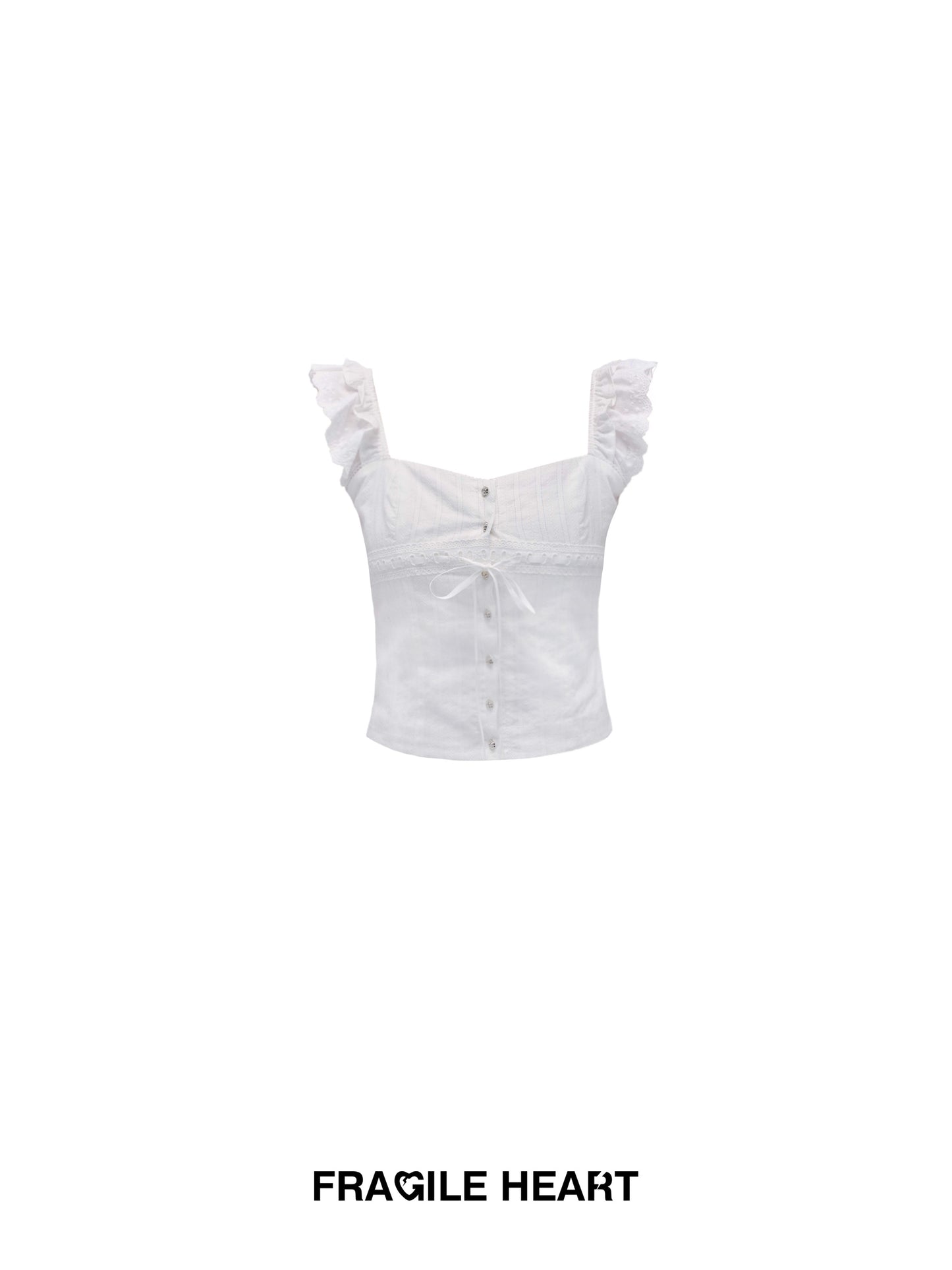 Cotton Lace Sleeveless Button-Up Top And Matching Skirt