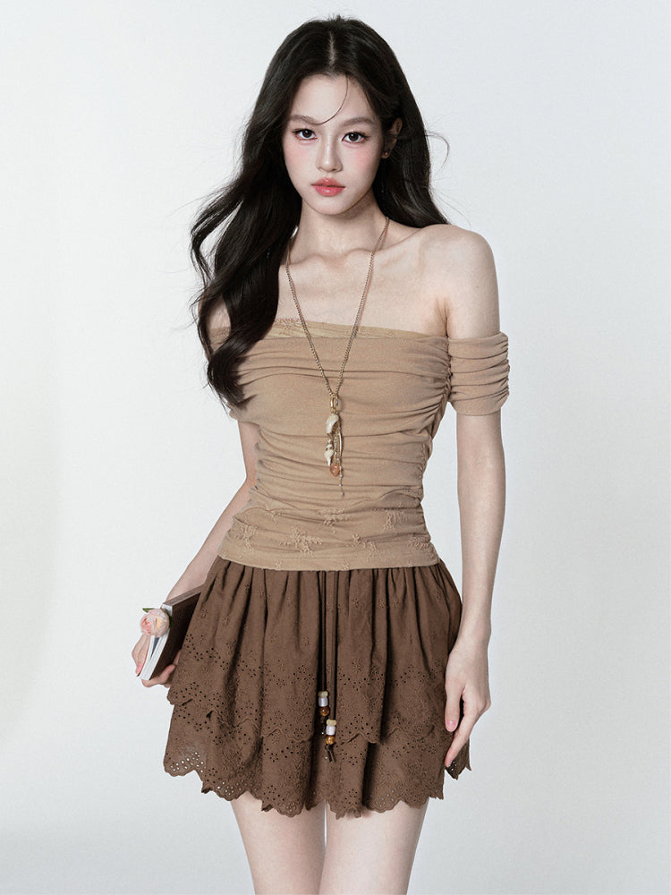 Asymmetric Ruched Off-Shoulder Top