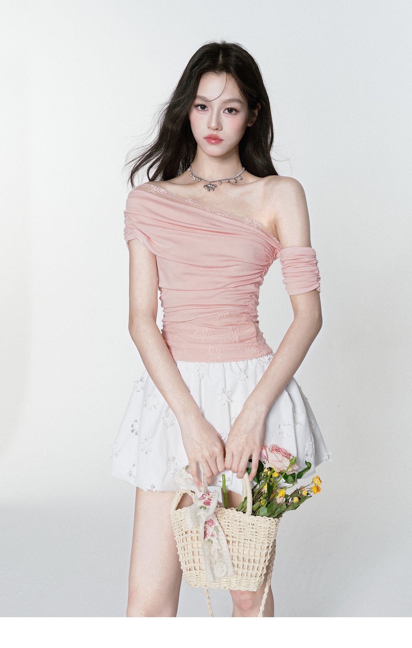 Asymmetric Ruched Off-Shoulder Top