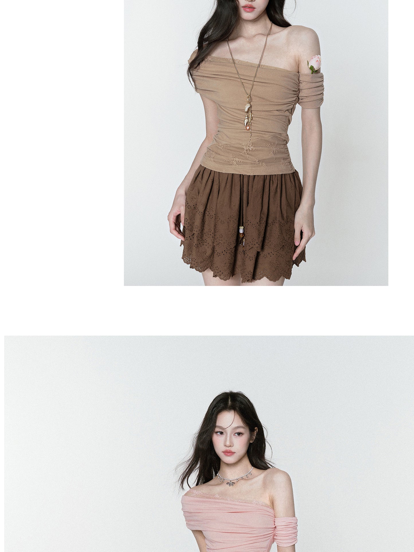 Asymmetric Ruched Off-Shoulder Top