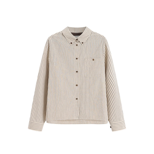 Cotton Striped Button-Down Shirt With Embroidered Back