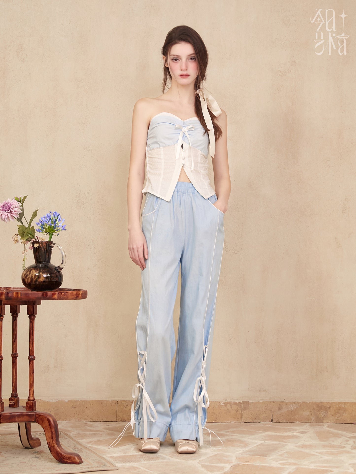 Ballet-Inspired Lace-Up Pants With Drawstring