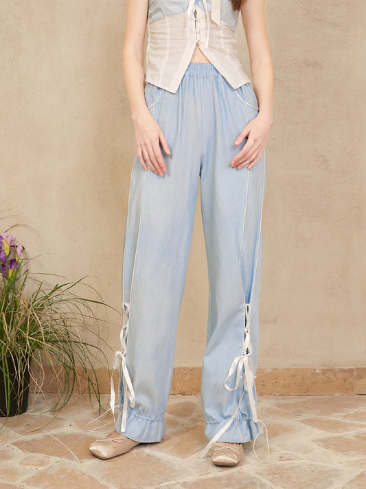 Ballet-Inspired Lace-Up Pants With Drawstring