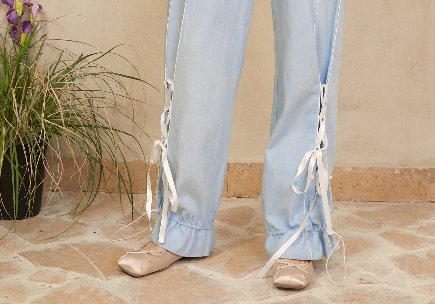 Ballet-Inspired Lace-Up Pants With Drawstring