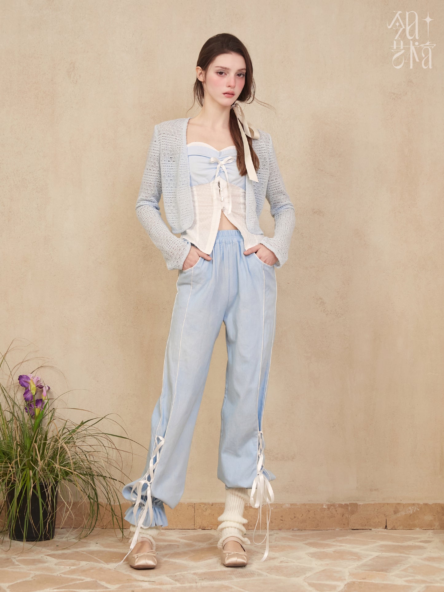 Ballet-Inspired Lace-Up Pants With Drawstring
