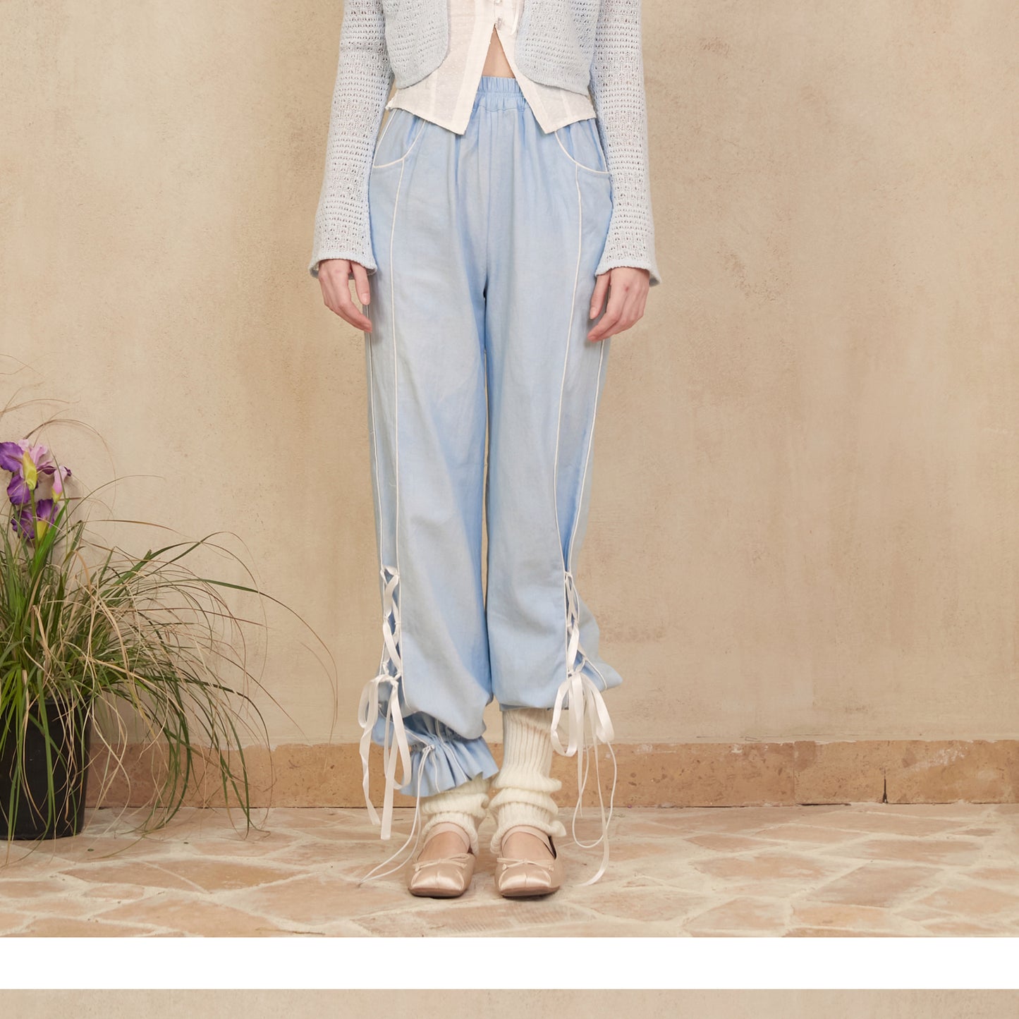 Ballet-Inspired Lace-Up Pants With Drawstring
