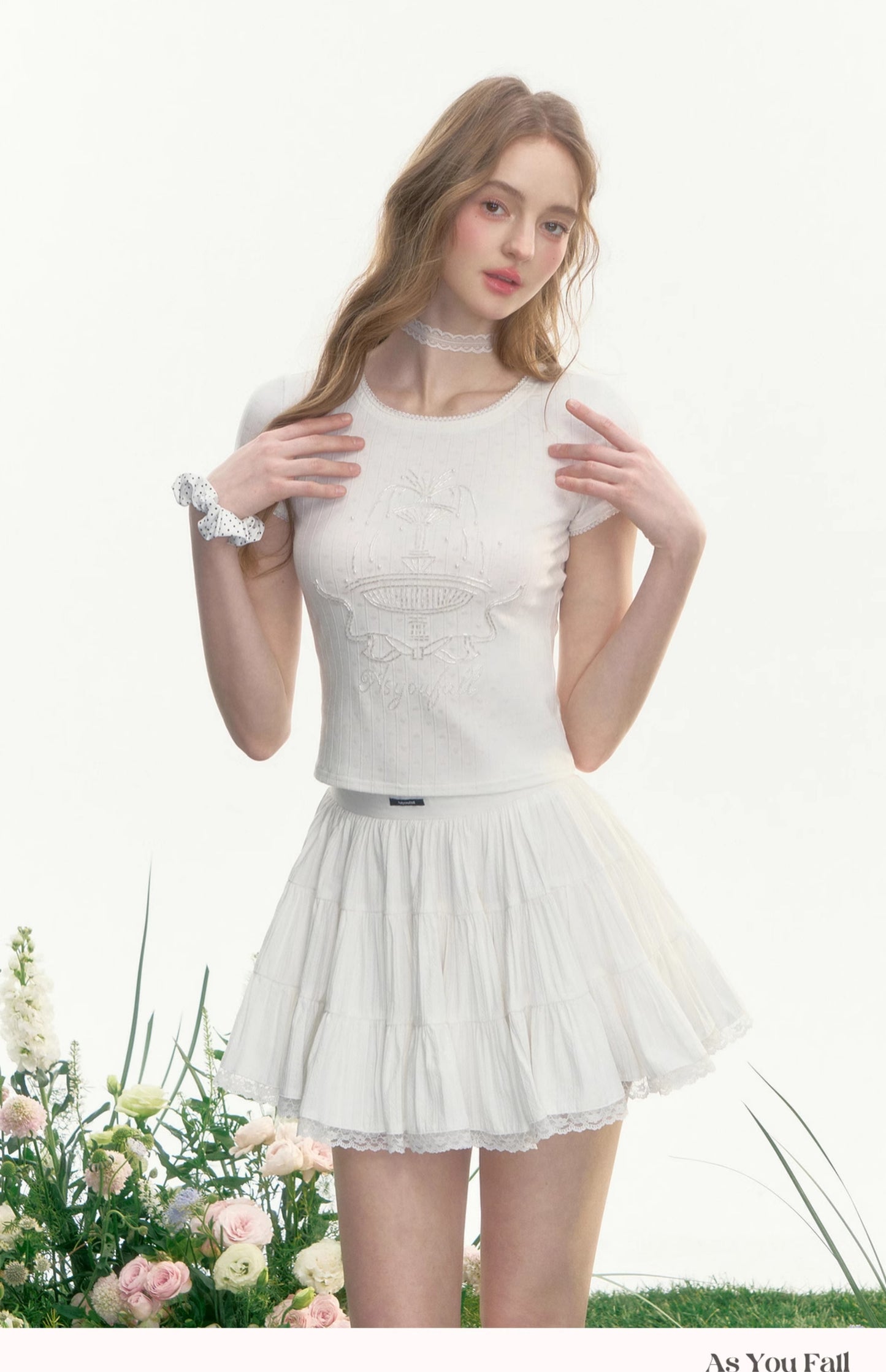 One-Tone Beaded Striped Baby Tee