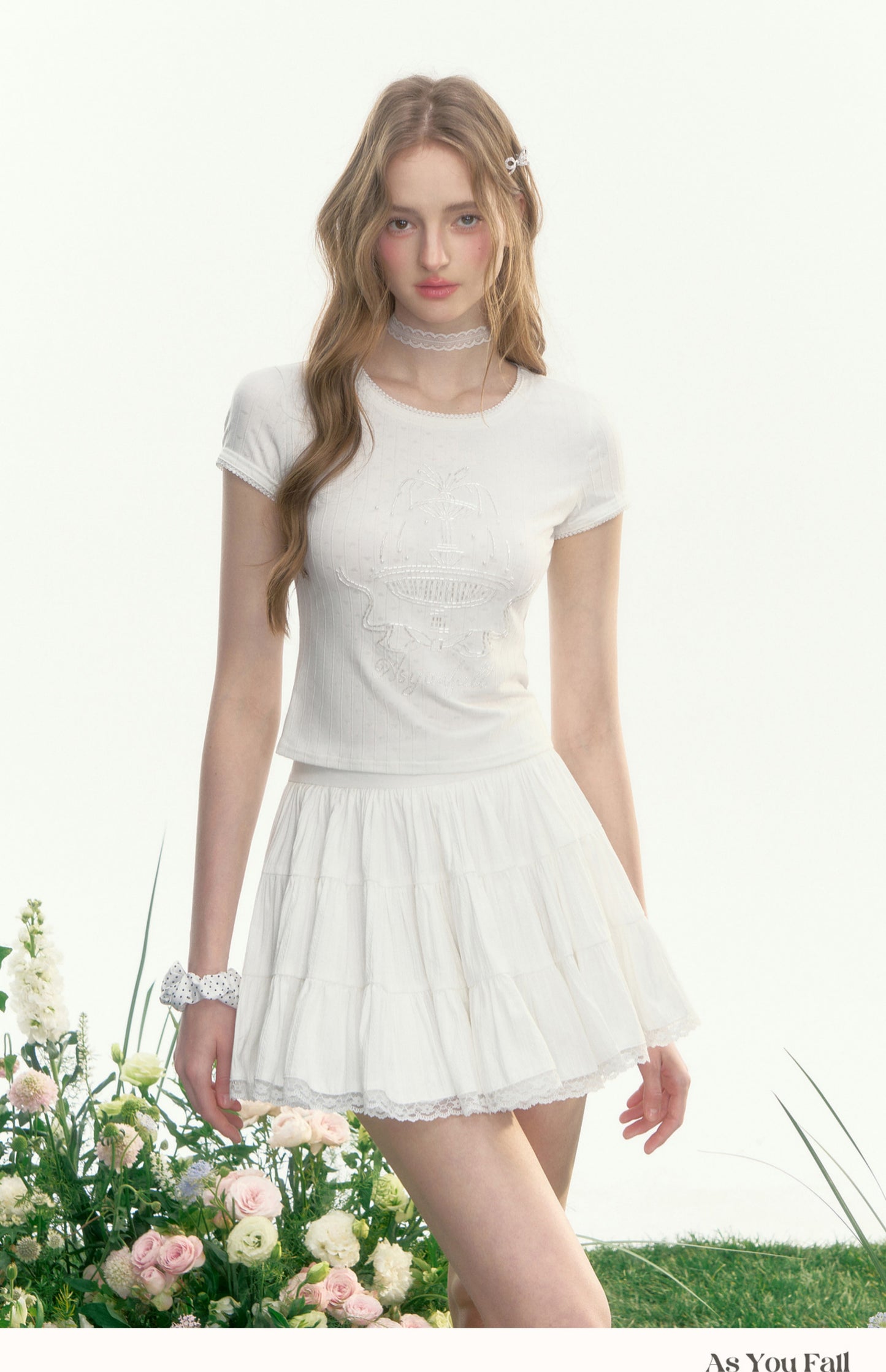 One-Tone Beaded Striped Baby Tee