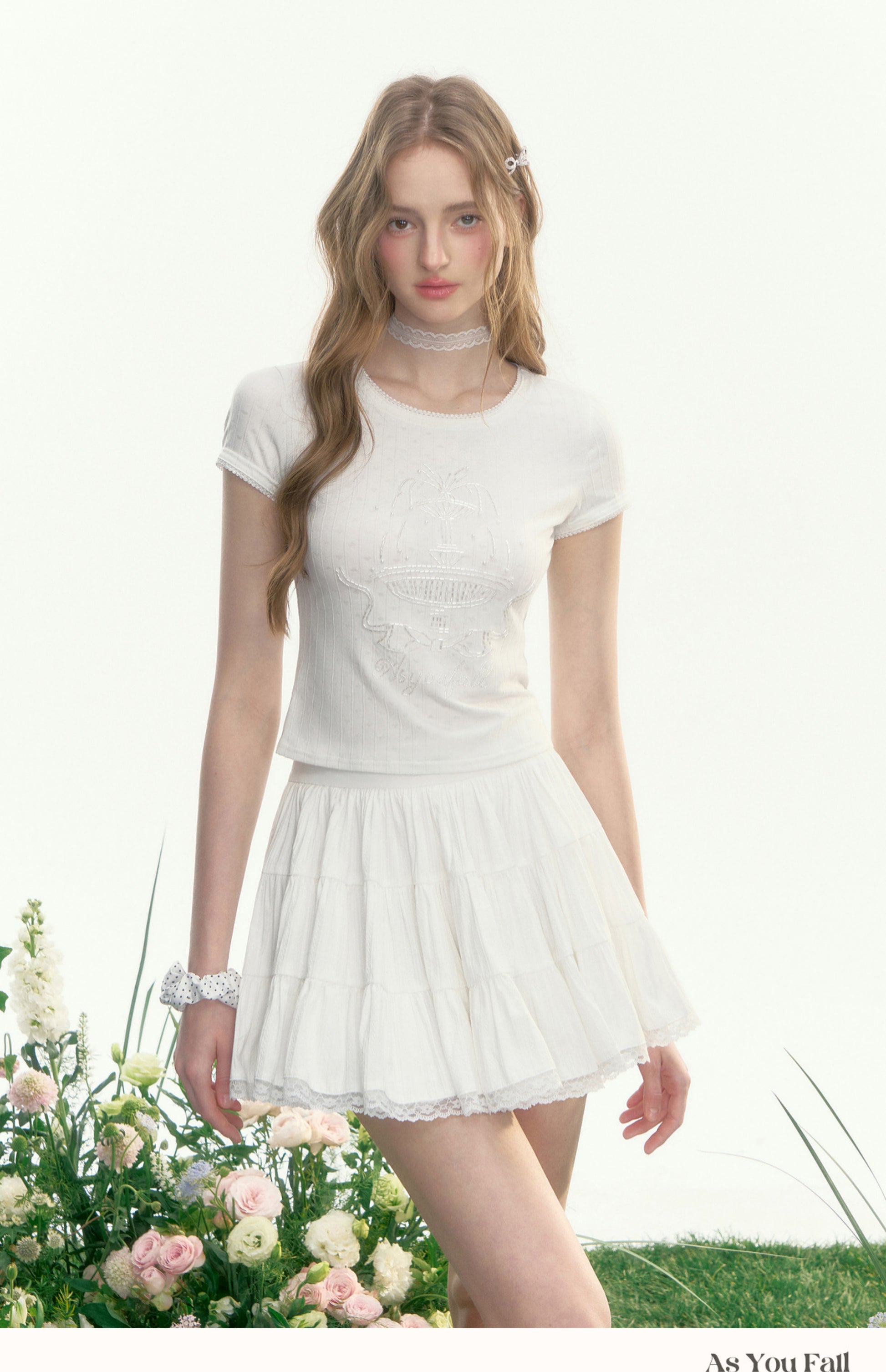 One-Tone Beaded Striped Baby Tee