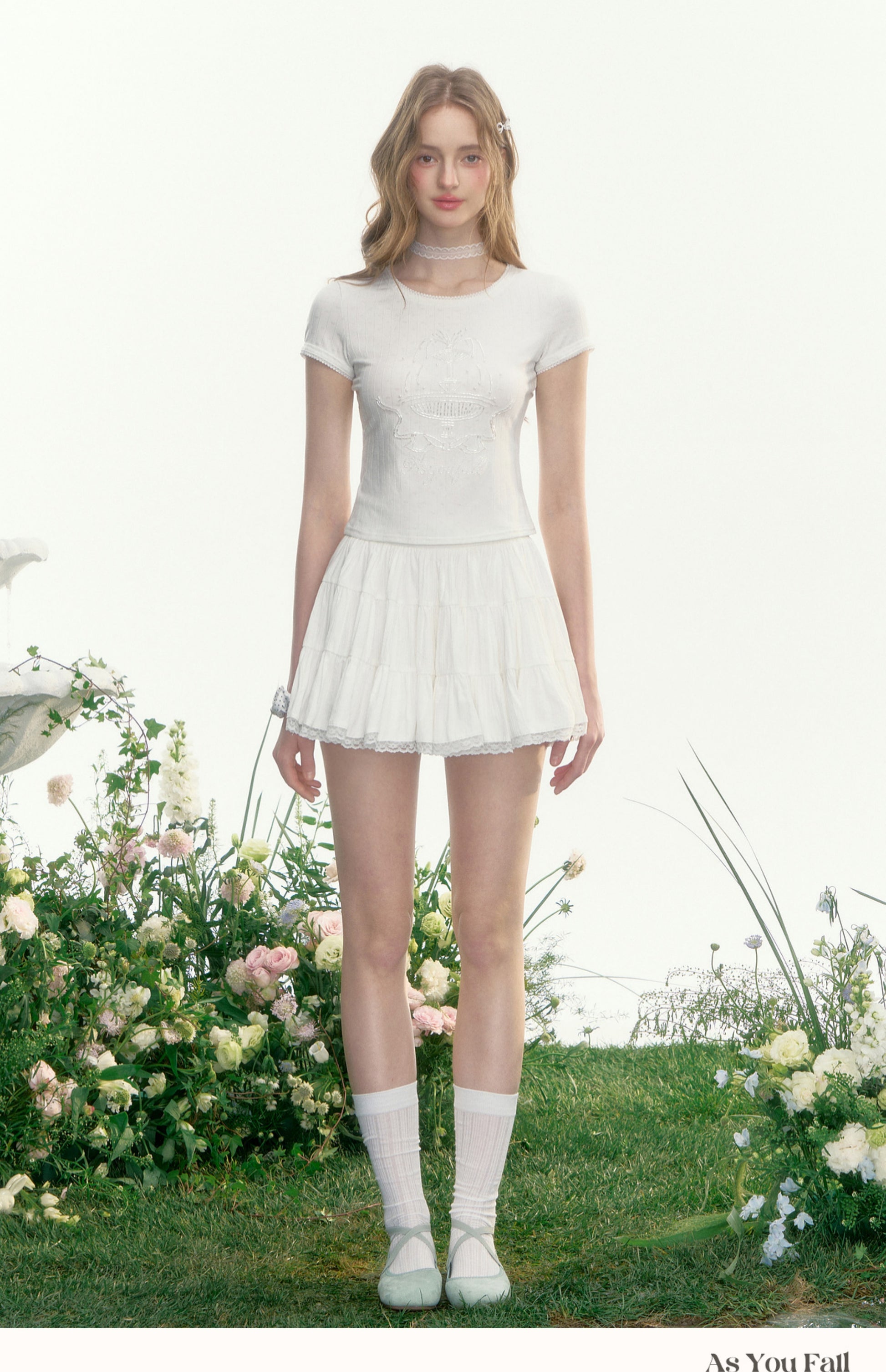 One-Tone Beaded Striped Baby Tee