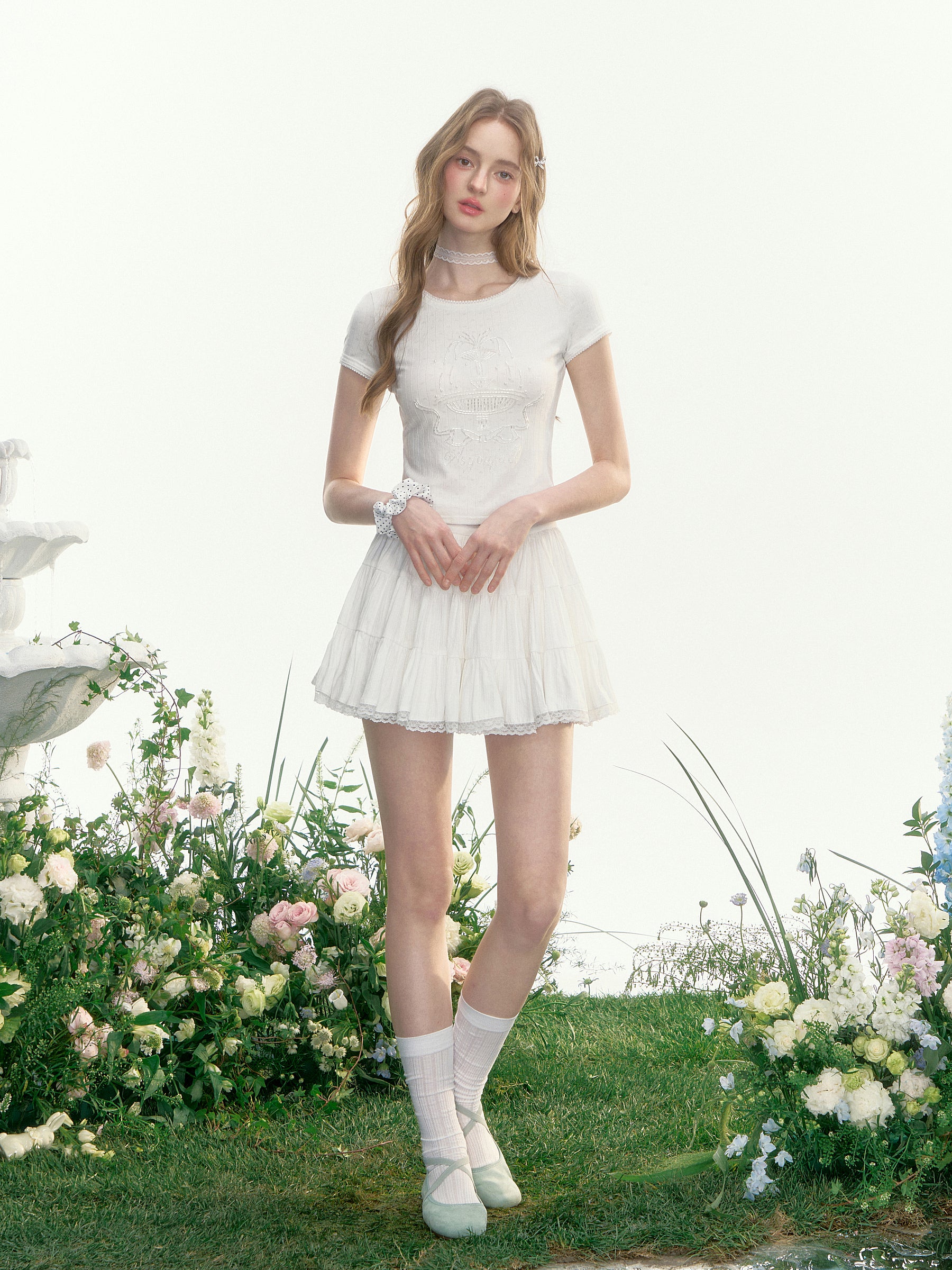 One-Tone Beaded Striped Baby Tee