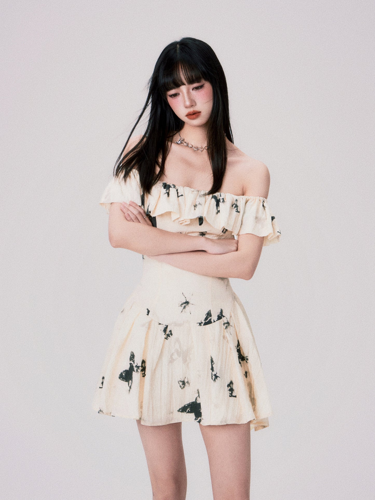 Two-Way Shoulder Butterfly Dress In Two Lengths