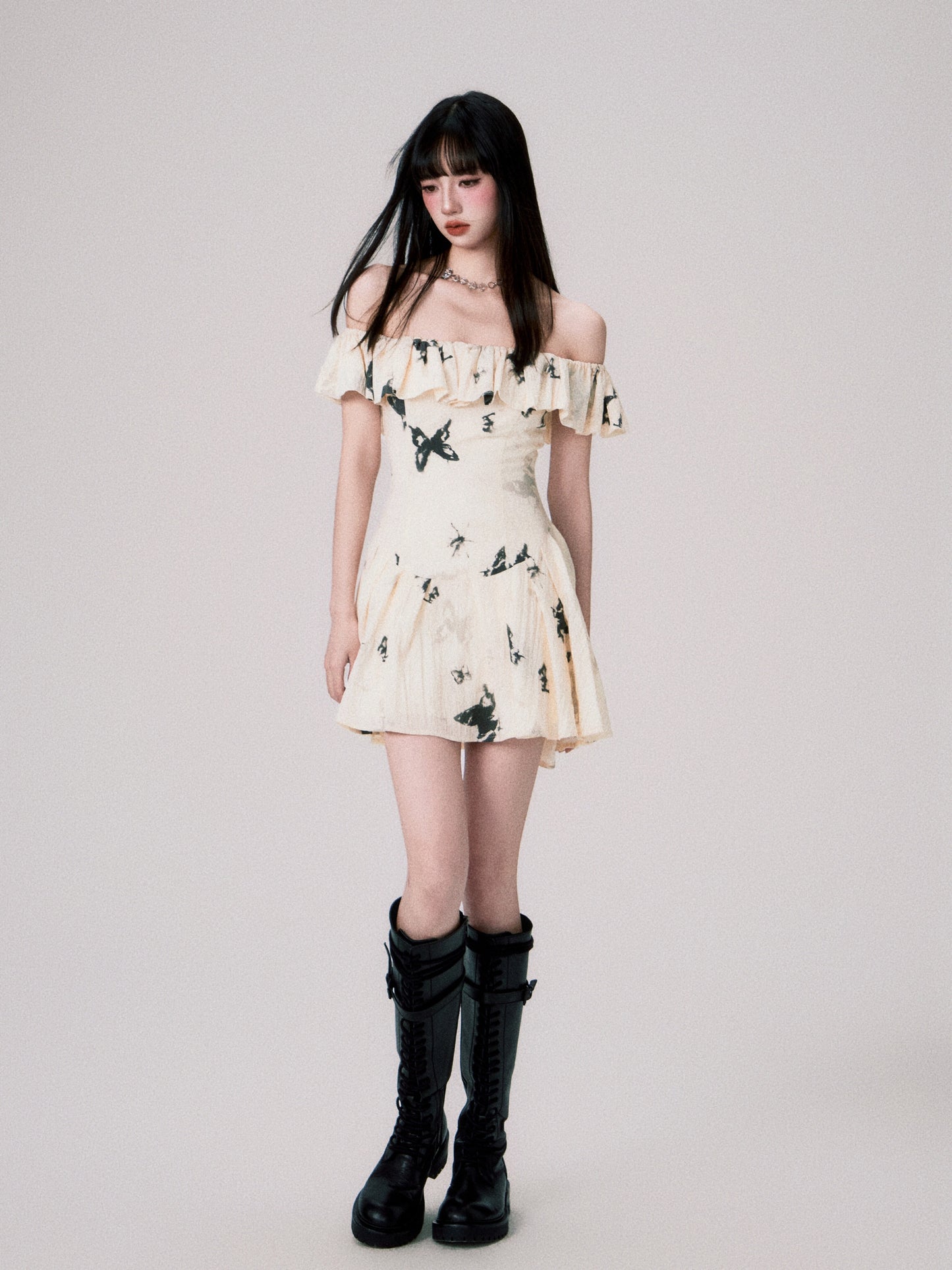 Two-Way Shoulder Butterfly Dress In Two Lengths