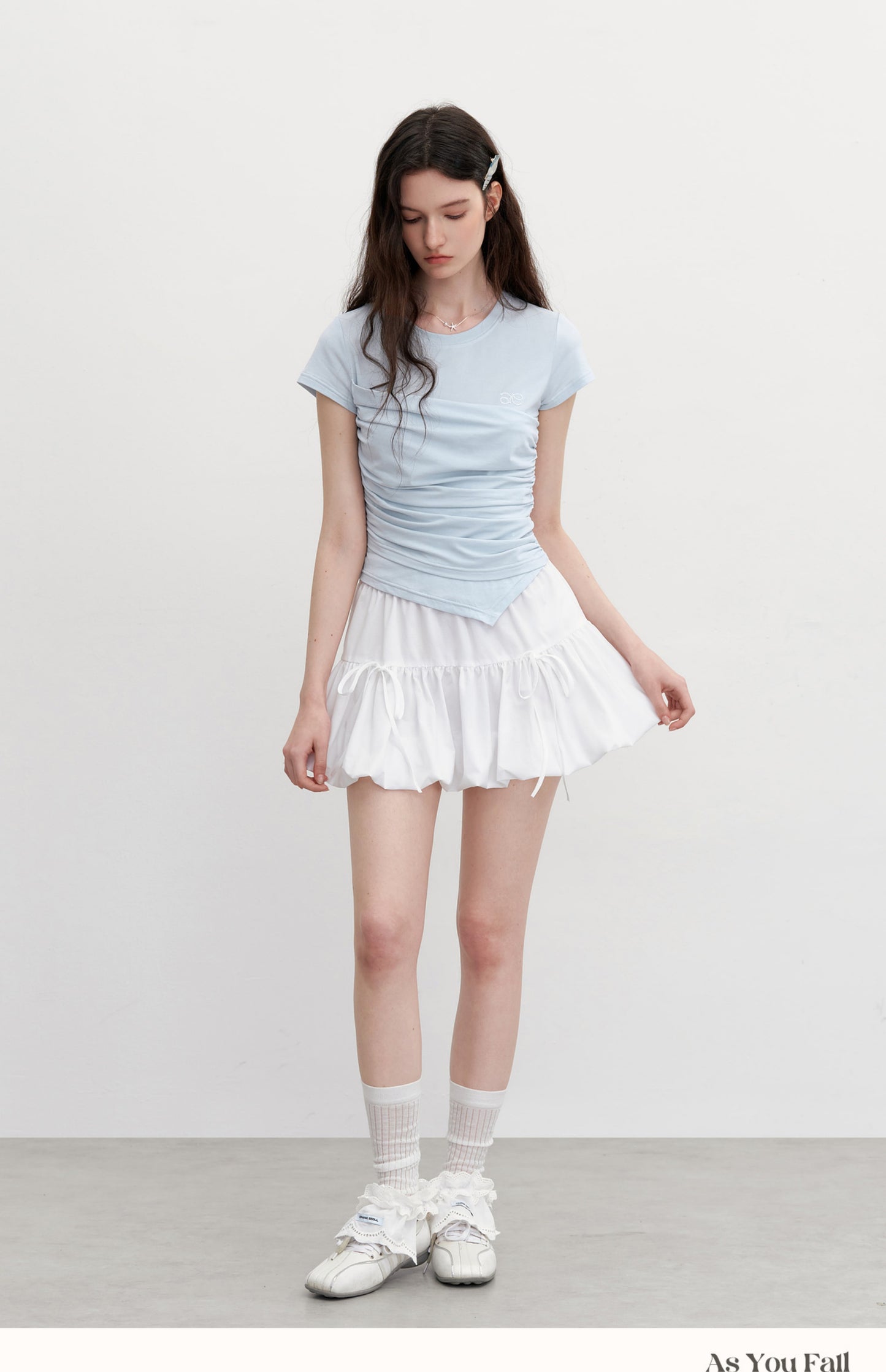 Ruched Tube Top Detail Faux-Layered T-Shirt