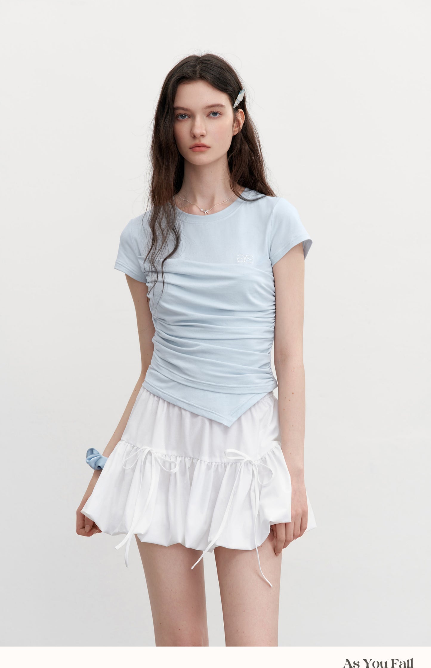 Ruched Tube Top Detail Faux-Layered T-Shirt