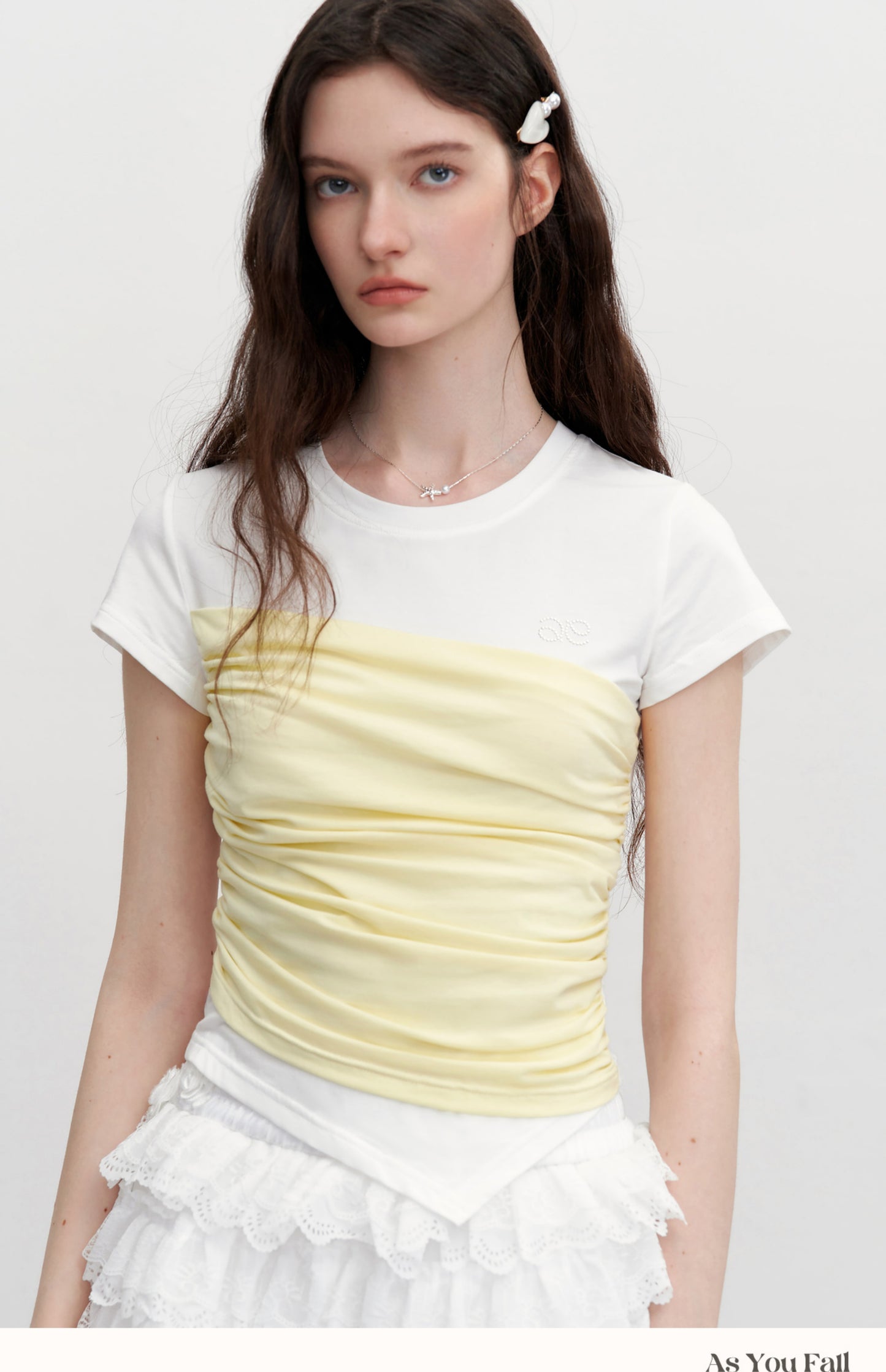 Ruched Tube Top Detail Faux-Layered T-Shirt