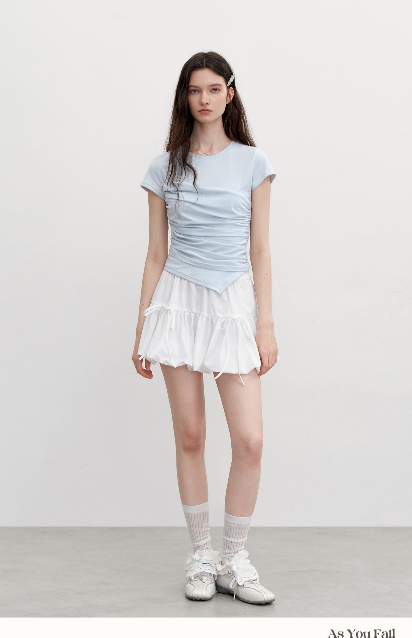 Ruched Tube Top Detail Faux-Layered T-Shirt