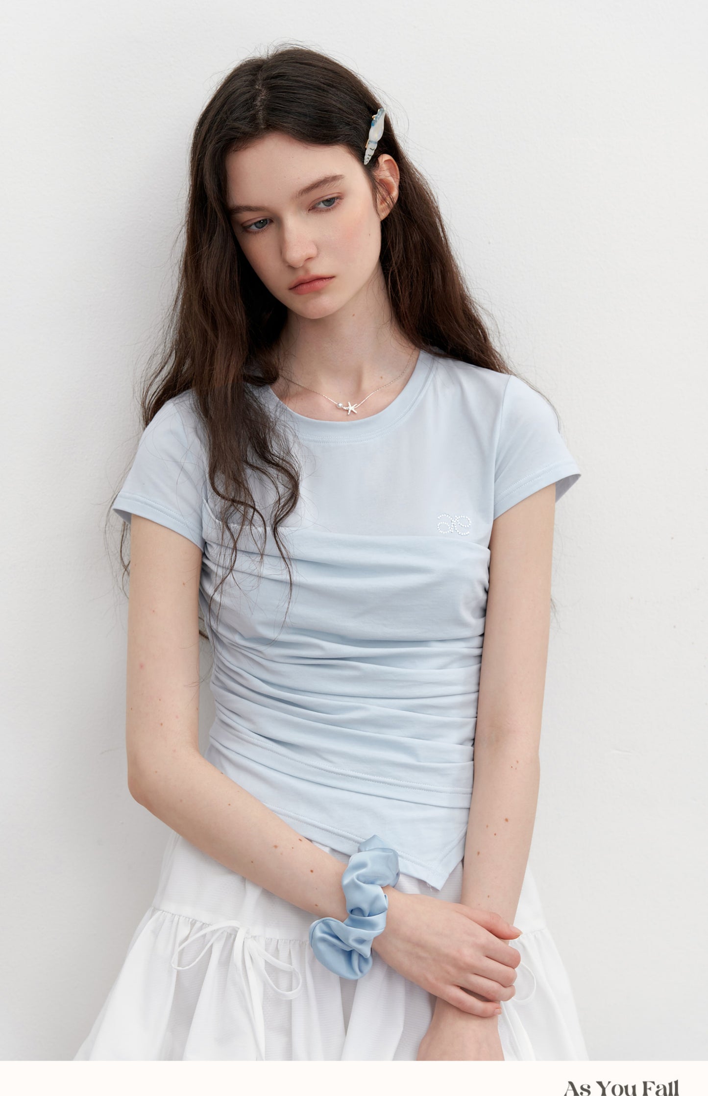 Ruched Tube Top Detail Faux-Layered T-Shirt
