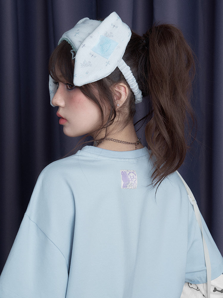 Puppy Party Print T-Shirt With Double Sleeves