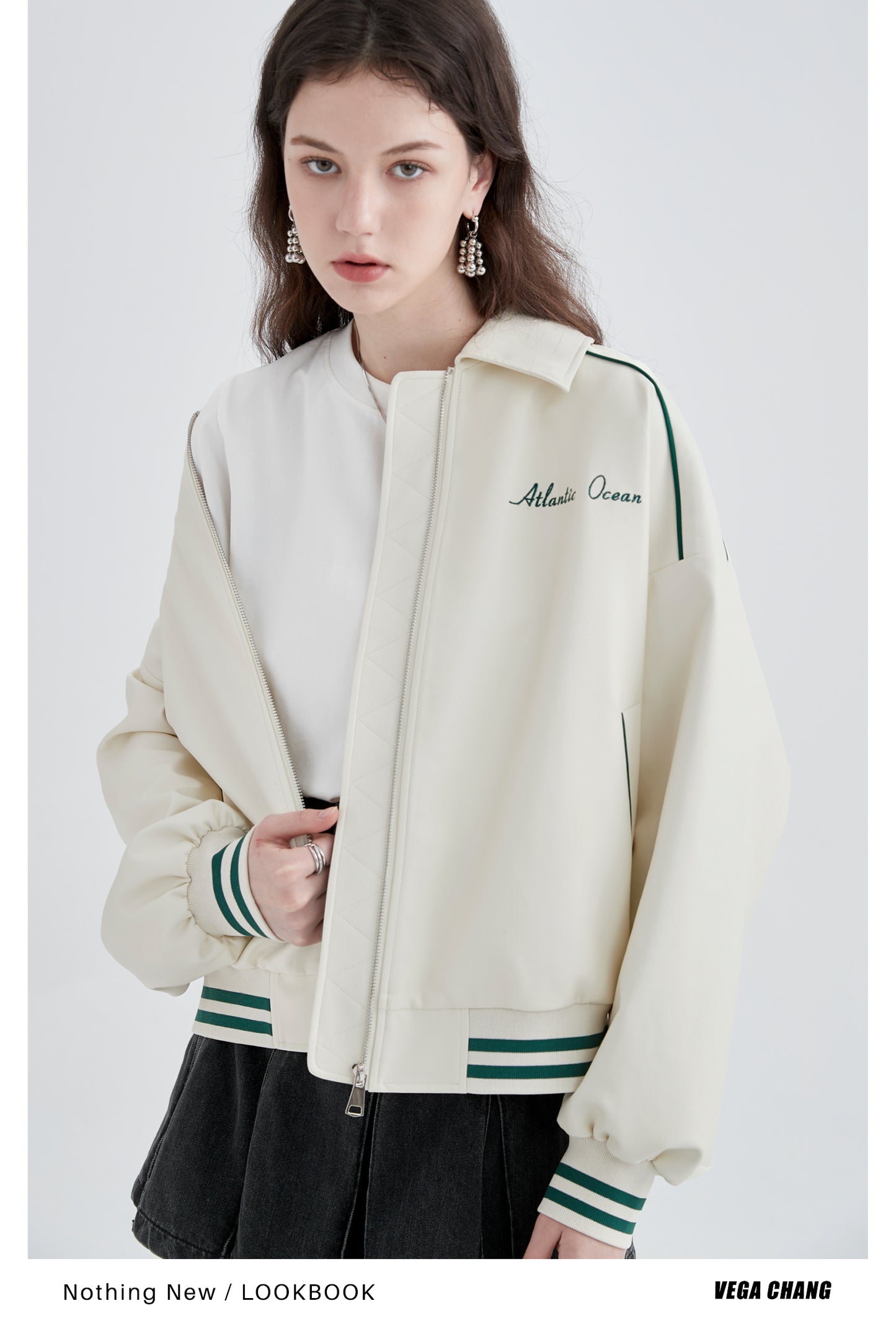 Embroidered Faux Leather Bomber Jacket