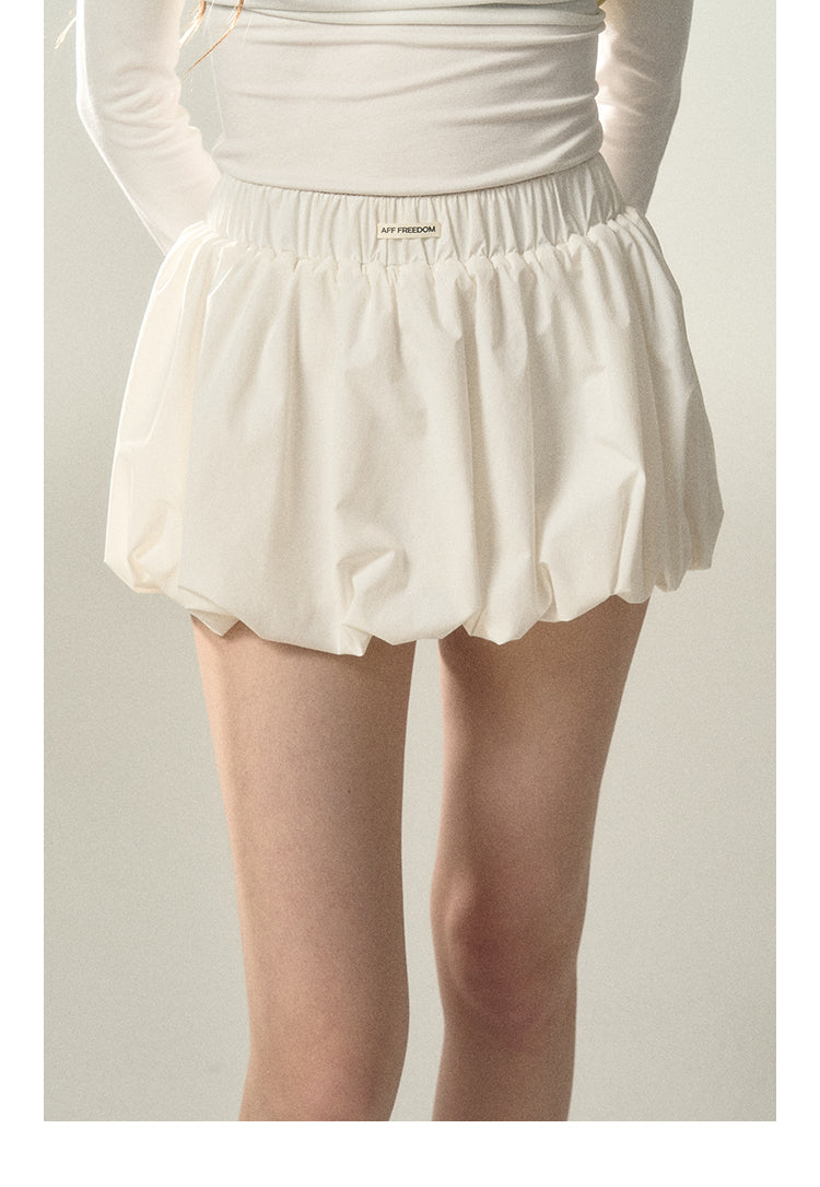 Light Nylon Wrinkle Textured Cloud Balloon Skirt