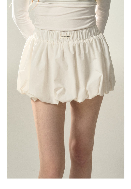 Light Nylon Wrinkle Textured Cloud Balloon Skirt