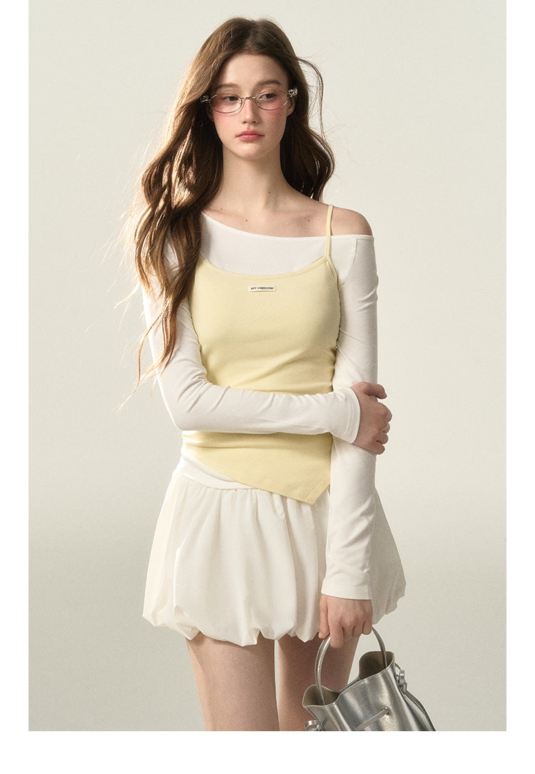 Light Nylon Wrinkle Textured Cloud Balloon Skirt